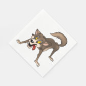 Cartoon Wolf mit Goofy Expression Serviette (Ecke)
