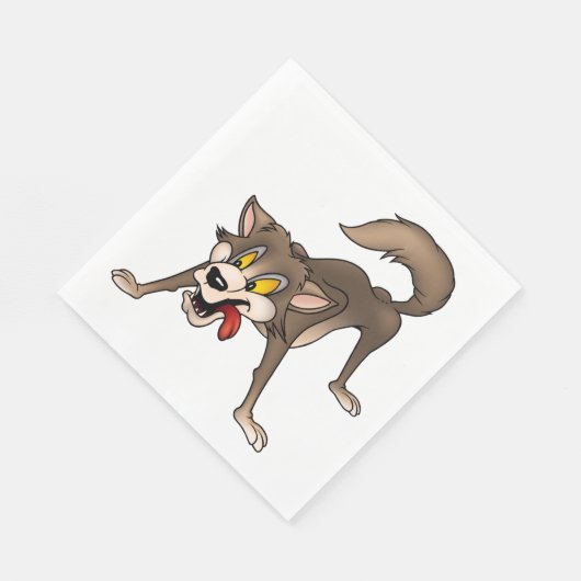 Cartoon Wolf mit Goofy Expression Serviette (Ecke)