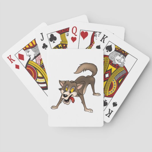Cartoon Wolf mit Goofy Expression Spielkarten (Rückseite)