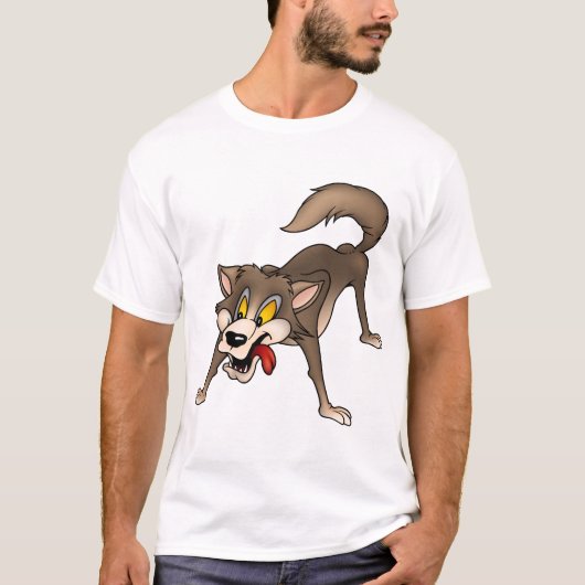 Cartoon Wolf mit Goofy Expression T-Shirt (Vorderseite)