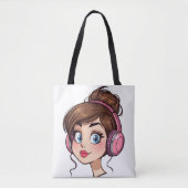 Cartoon Woman Tote Tasche (Vorderseite)