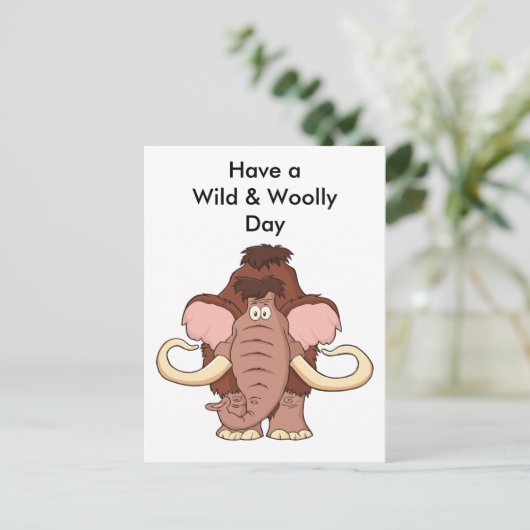 Cartoon Wooly Mammoth Postkarte (Stehend Vorderseite)