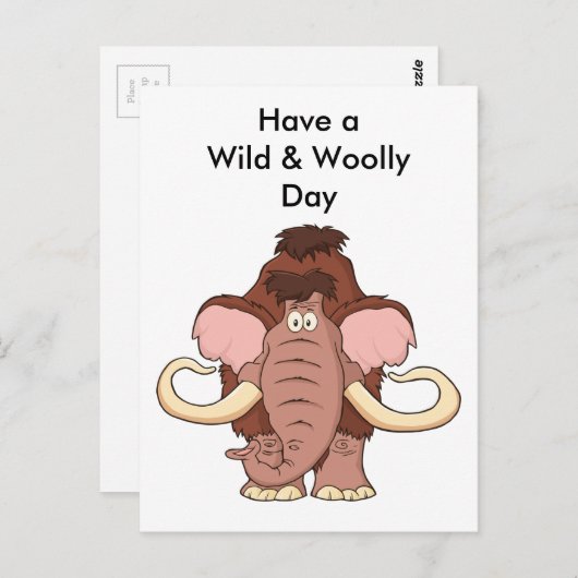 Cartoon Wooly Mammoth Postkarte (Vorne/Hinten)