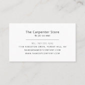 Cartoon Workman, Carpentry, Carpenter Visitenkarte (Rückseite)