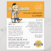 Cartoon Workman, Zimmermann, Zimmerwerbung Flyer (Vorne)