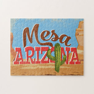 Cartoon-Wüsten-Vintage Reise MESAs Arizona Puzzle