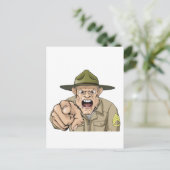 Cartoon wütend bohren sergeant schreien postkarte (Stehend Vorderseite)