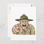 Cartoon wütend bohren sergeant schreien postkarte (Vorne/Hinten)