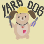 Cartoon Yard Dog Construction Worker Aufkleber (Vorderseite)