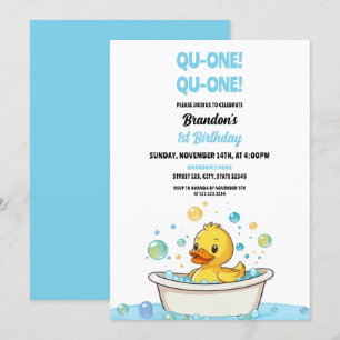 Cartoon Yellow Duck Baby 1. Geburtstag Einladung