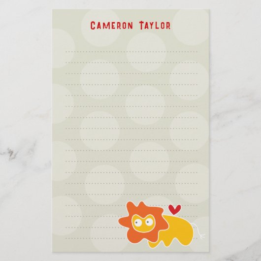 Cartoon Yellow Lion Kinder Kinder Danke Briefpapier (Vorderseite)