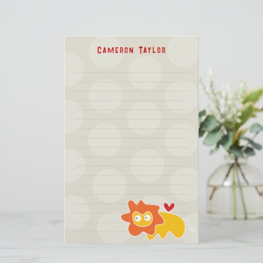 Cartoon Yellow Lion Kinder Kinder Danke Briefpapier (Stehend Vorderseite)