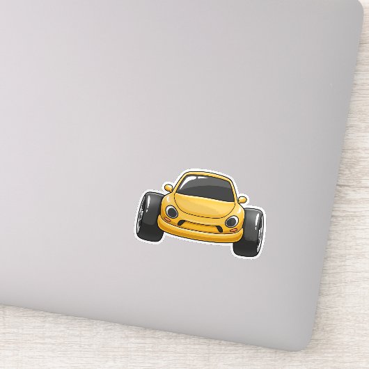 Cartoon Yellow Toon Car Aufkleber (Detail)