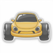 Cartoon Yellow Toon Car Aufkleber (Vorderseite)