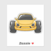 Cartoon Yellow Toon Car Aufkleber (Blatt)