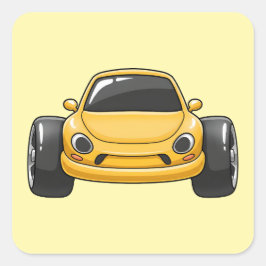 Cartoon Yellow Toon Car Quadratischer Aufkleber