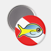 Cartoon Yellowtail Snapper Dive Flag Magnet (Vorderseite/Rückseite)