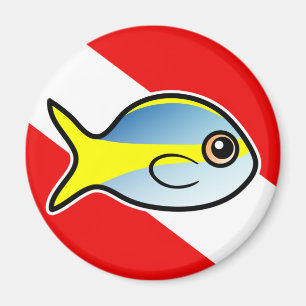 Cartoon Yellowtail Snapper Dive Flag Magnet