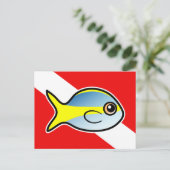Cartoon Yellowtail Snapper Dive Flag Postkarte (Stehend Vorderseite)
