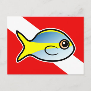 Cartoon Yellowtail Snapper Dive Flag Postkarte