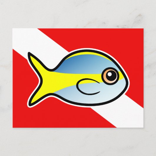 Cartoon Yellowtail Snapper Dive Flag Postkarte (Vorderseite)