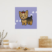 Cartoon Yorkshire Terrier (kurze Haare mit Bogen) Poster (Küche)