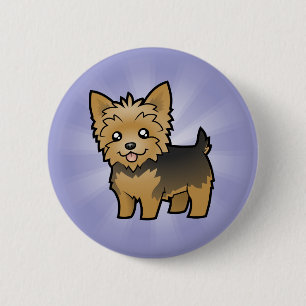 Cartoon-Yorkshire-Terrier (kurzes Haar kein Bogen) Button