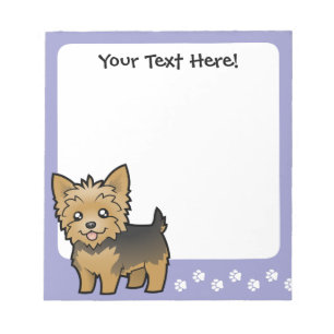 Cartoon-Yorkshire-Terrier (kurzes Haar kein Bogen) Notizblock