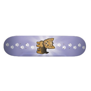 Cartoon-Yorkshire-Terrier (kurzes Haar kein Bogen) Skateboard