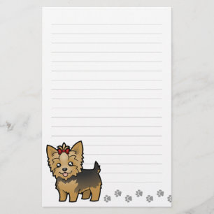 Cartoon-Yorkshire-Terrier (kurzes Haar mit Bogen) Briefpapier