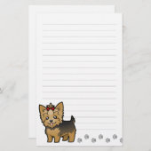 Cartoon-Yorkshire-Terrier (kurzes Haar mit Bogen) Briefpapier (Vorne/Hinten)