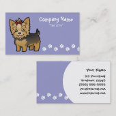 Cartoon-Yorkshire-Terrier (kurzes Haar mit Bogen) Visitenkarte (Vorne/Hinten)