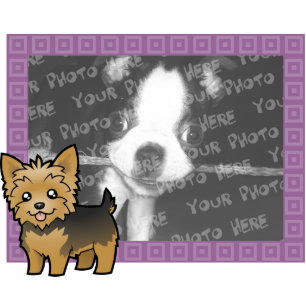 Cartoon Yorkshire Terrier (kurzes Haar ohne Bogen) Fotoskulptur Magnet