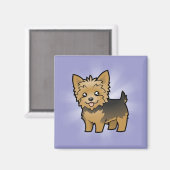 Cartoon Yorkshire Terrier (kurzes Haar ohne Bogen) Magnet (Vorderseite/Rückseite)