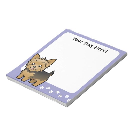 Cartoon Yorkshire Terrier (kurzes Haar ohne Bogen) Notizblock (Rotiert)