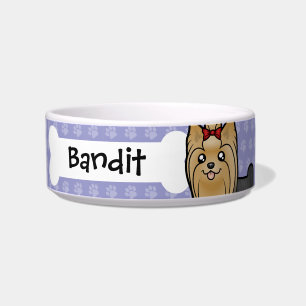 Cartoon Yorkshire Terrier (langes Haar mit Bogen) Napf