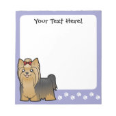 Cartoon Yorkshire Terrier (langes Haar mit Bogen) Notizblock (Vorderseite)