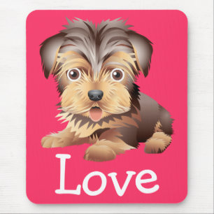 Cartoon Yorkshire Terrier Welpenhund Rosa Liebe Mousepad