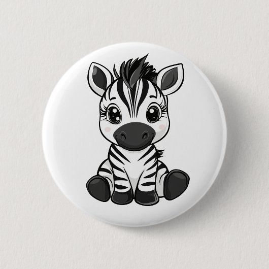Cartoon Zebra Illustration Button (Vorderseite)