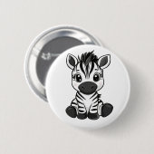 Cartoon Zebra Illustration Button (Vorne & Hinten)