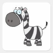 Cartoon Zebra Quadratischer Aufkleber (Vorderseite)