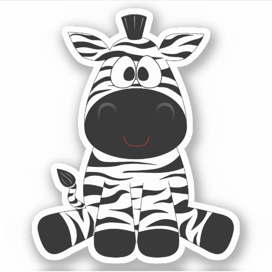 Cartoon Zebra Schwarz-weiß Aufkleber (Vorderseite)