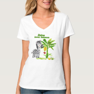 Cartoon Zebra stehend neben einem Bananenbaum Rela T-Shirt