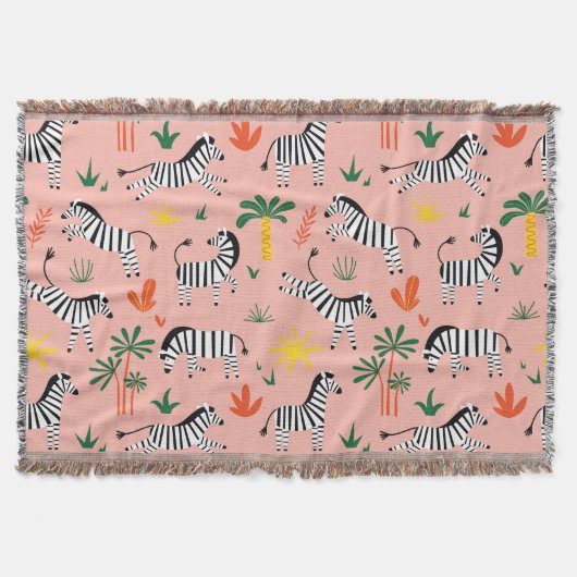 Cartoon Zebras Funny Seamless Muster Decke (Vorderseite)