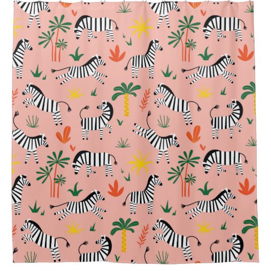 Cartoon Zebras Funny Seamless Muster Duschvorhang (Vorderseite)