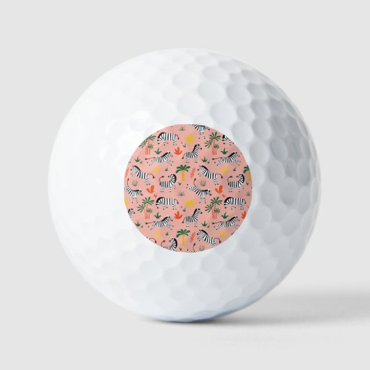 Cartoon Zebras Funny Seamless Muster Golfball (Vorderseite)