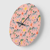 Cartoon Zebras Funny Seamless Muster Große Wanduhr (Winkel)