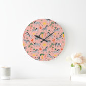 Cartoon Zebras Funny Seamless Muster Große Wanduhr (Zuhause)