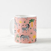 Cartoon Zebras Funny Seamless Muster Kaffeetasse (Vorderseite Links)