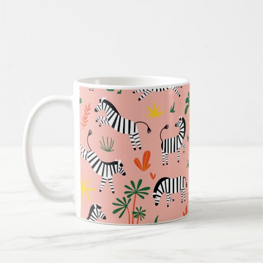 Cartoon Zebras Funny Seamless Muster Kaffeetasse (Links)